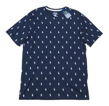 Polo Ralph Lauren Men's Navy All Over Pony Logo Graphic Crew-Neck Sleep T-Shirt