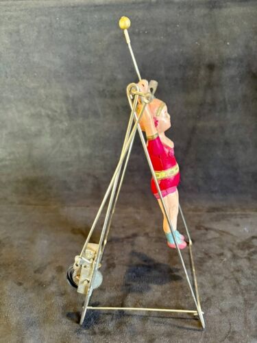 Vintage 1930s Celluloid Trapeze Artist Wind Up Japan WFRIEND? Works SS Frame - Picture 4 of 22