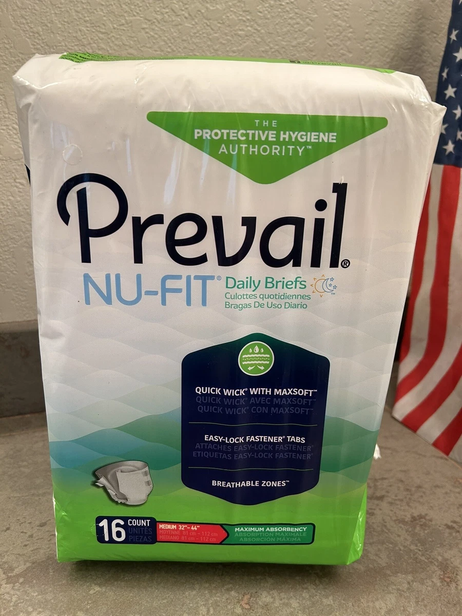 NEW Prevail Nu Fit Adult Diapers Medium 16 Count
