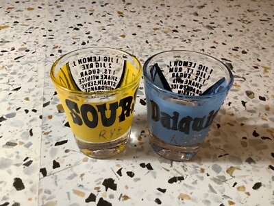 Shot Glass Sours Rye Daiquiri Rum Recipe vintage pair