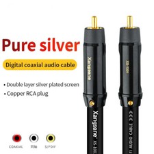 pure silver RCA coaxial audio cable 75  subwoofer output SPDIF digital cord