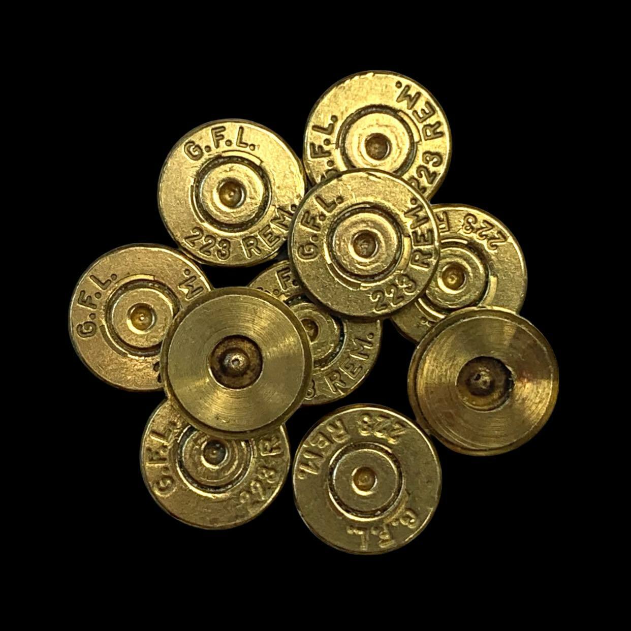 Gold 223 Thin Cut Brass Bullet Slices x 10 for Arts, Crafts, Artisan Jewellery