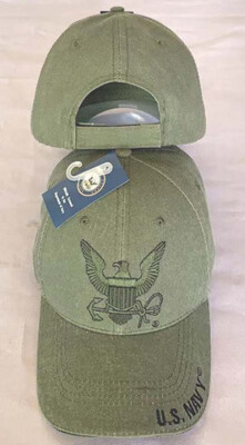 Olive Drab Vintage US Navy Eagle Crest Low Profile Adjustable Baseball Cap