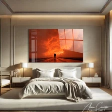 Surreal Landscape Acrylic Art Print Modern Glass Art Print Sunset Wall Art