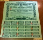 Société Navale de L'Ouest 15 May 1923 Obligation of 250 Francs Paris (Green)