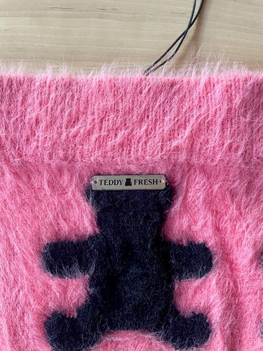 Teddy Fresh Women's Pink & Black Slim Fit Fuzzy Bear Knit Skirt size Medium NWT - Picture 5 of 7