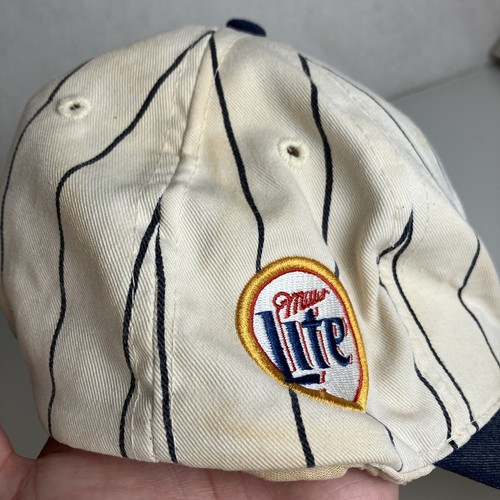 Vintage Chicago White Sox Snapback Hat Cap Miller Lite Pinstripes Throwback - Picture 5 of 9