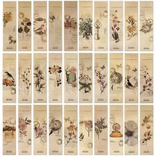 30PCS Vintage Paper BookmarksRetro Natural Style Bookmark Set for ReadingPret...