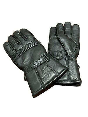 Premium Winter Motorcycle Gloves Black Sheep Leather Thinsulate Gauntlet 