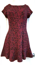 LILY ROSE Wine / Black Jacquard Textured Stretch Trumpet Dress. Size Junior XL.