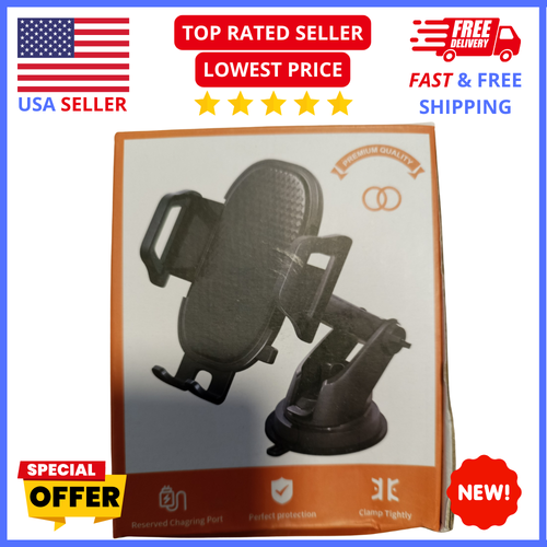 Universal Car Phone Mount – Adjustable Suction Cup Holder, Easy Install, Black