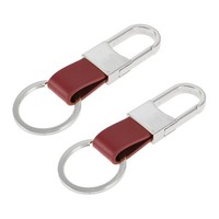 Auto-SchlüSselanhäNger Mit Ring,Leder,Zinklegierung,Silberfarben,Rot,2Stk