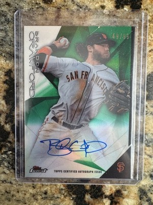 2015 Topps Finest Auto Green Refractor /99 Brandon Crawford #FA-BC Auto