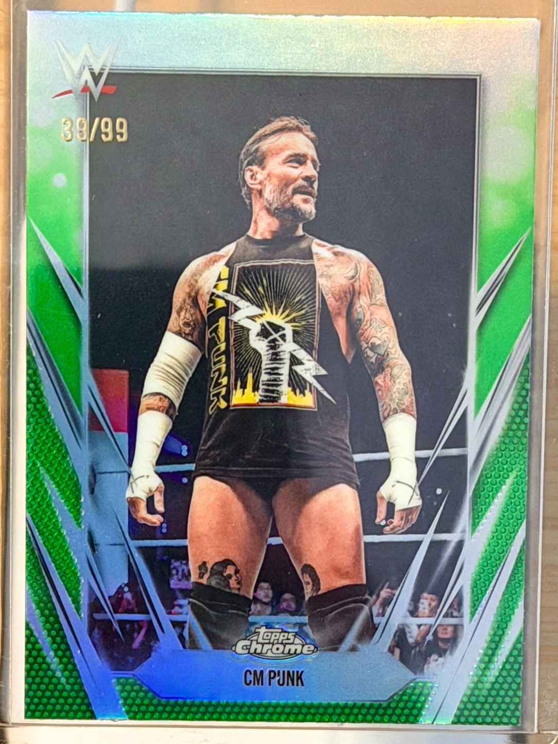 2026 Topps Chrome WWE CM Punk Base /99 Green Refractor