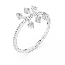 Anello tondo certificato VVS1 diamante naturale fiore donna proposta oro 14 c...