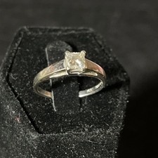 Princess Cut Natural Diamond Engagement Ring 14kt Gold Size 6.75