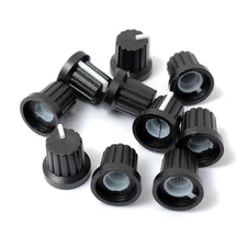 10 Pcs 6mm Shaft Hole Dia Plastic Threaded Knurled Potentiometer Knobs wh148 Cap