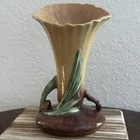 Roseville Wincraft Pine Cone Vase Brown Tan Fluted Vintage USA 283-8