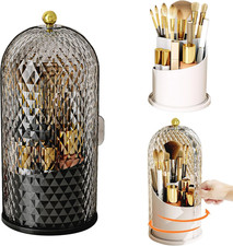 Concealed Toothbrush Holder, Makeup Brush Holder Organizer with Lid 360 Rotating