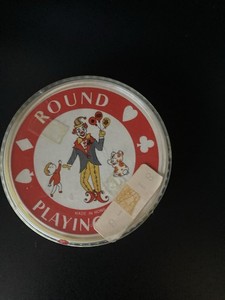 VINTAGE ROUND PLAYING CARDS IN PLASTIC CASE/MADE IN HONG KONG/I Believe 1960’s