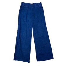 Lilly Pulitzer Beach Palazzo Pants Women  s XS 100 Linen Navy Blue Wide Leg