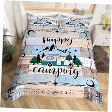 Camper Decor Bedding Sets for Girls, Happy Camping Comforter King Camper07
