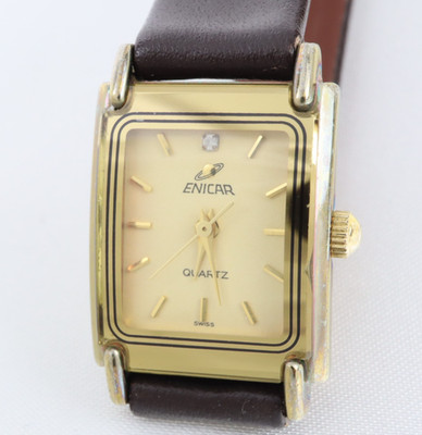 Vintage ENICAR Ladies Quartz Tank Watch 980.9931L Swiss Made 19 x