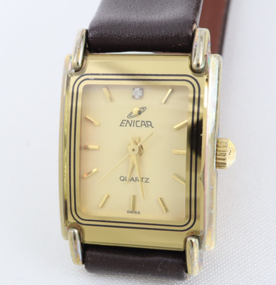 Vintage ENICAR Ladies Quartz Tank Watch 980.9931L Swiss Made 19 x