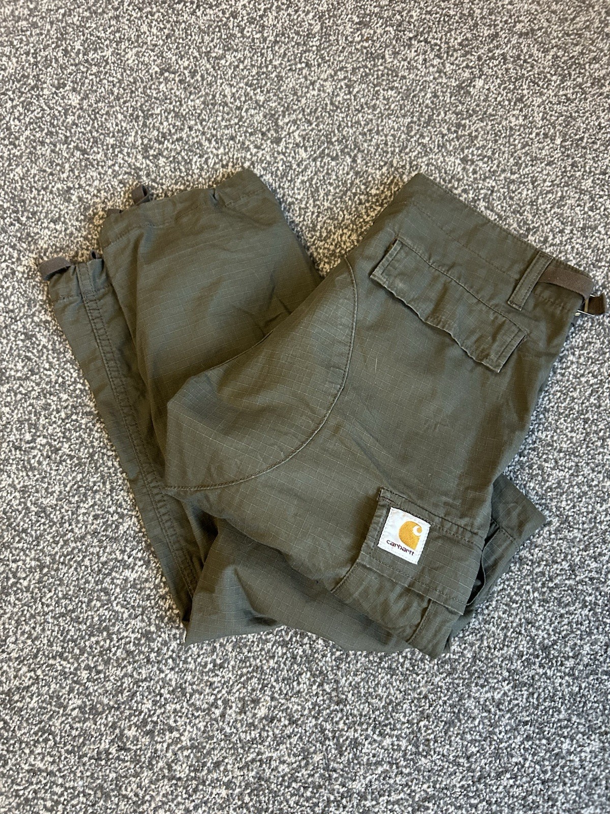 Mens Carhartt Khaki Green Aviation Pant Cargo Trousers 28x32 Ripstop