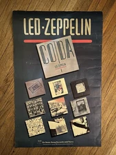vtg LED ZEPPELIN DISCOGRAPHY CODA POSTER Atlantic SWAN SONG Records 36 x 24"