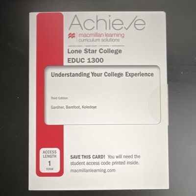 Macmillan Learning Achieve Understanding Your College Experience 3rd Ed Code