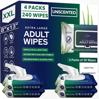 Adult Wipes for Elderly - 8''X13'' Extra Large & Soft Wet Wipes for Adults Bath...
