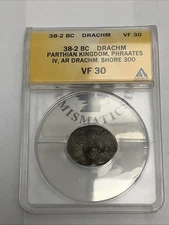 ANACS VF30 c.38-2 BC Parthian Kingdom Phraates IV, AR Drachm Shore 300
