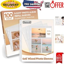 100 Pack 4x6 Acid-Free Photo Sleeves for 600 Pictures - Crystal Clear Protection