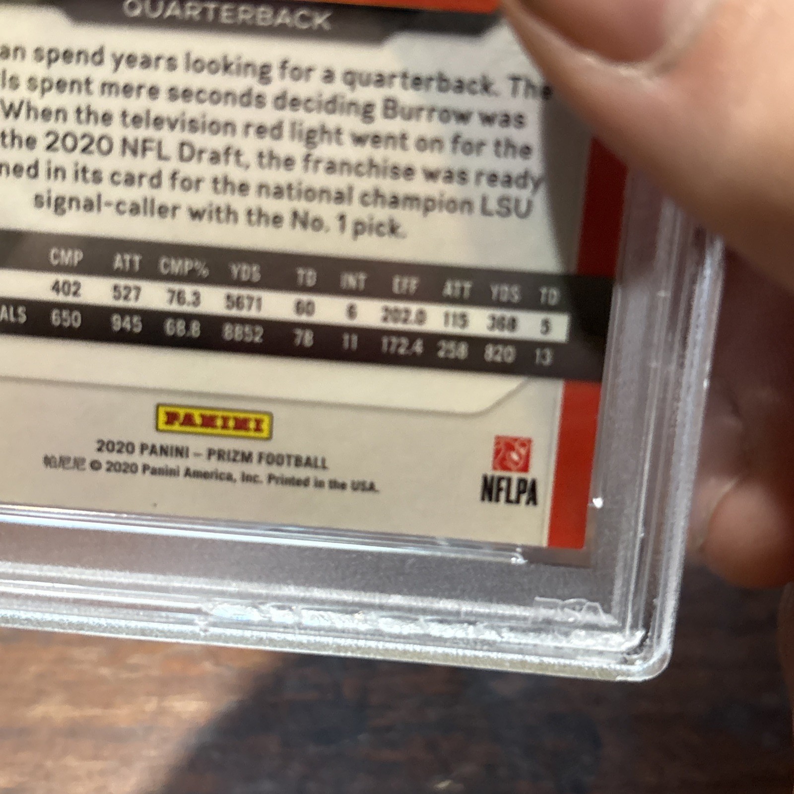 2020 Panini Prizm Joe Burrow #307 PSA 10 GEM MINT Rookie Card RC Read view 3