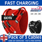 HeavyDuty USB Type C Charging Cable Braided Fast Phone Charger Long Lead 2m 3m