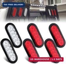 6 Pcs 6 Inch Oval LED Trailer Tail Lights 10LED, 4 Red 2 White 6" Inch Oval LED