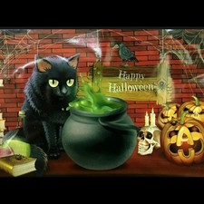 HALLOWEEN Wall Decoration-Black Cat with Cauldron