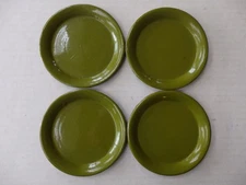 Set of 4 Vintage Mid Century Avocado Green Lacquered Coasters Made in Japan 4"