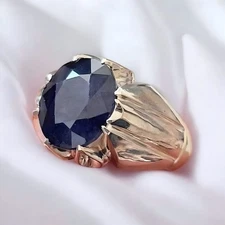 Men Blue Sapphire Ring, Solid 925 Sterling Silver Ring, Men's Signet Ring, Blue