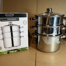 Image of KitchenCraft Stainless Steel Three Tier 22cm Steamer
