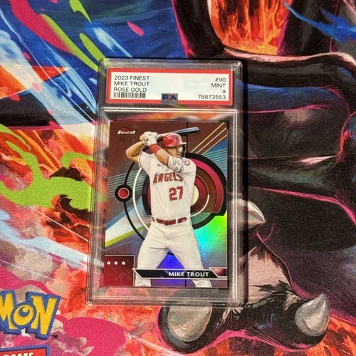 2023 Topps Finest Mike Trout Rose Gold Refractor /75 Angels #90 COLOR MATCH PSA9