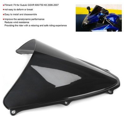 ༝Black Motorcycle Windscreen PC Wind Deflector For GSXR 600/750 K6