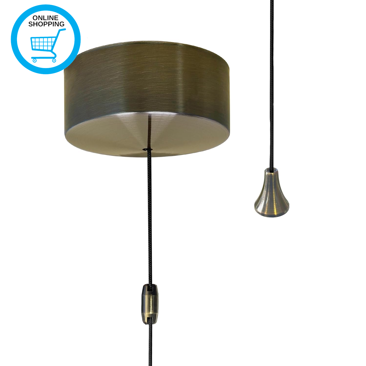 6AX 2-Way Ceiling Pull Cord Switch | Antique Brass | Raised Rounded Steel Body w