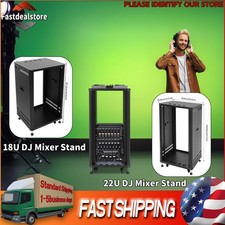 18U/22U DJ Mixer Stand Network Cabinet DJ Mixer Stand Audio Rack with 4 Wheels