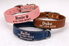    Personalized Leather Dog Collar   Laser Engraved ID