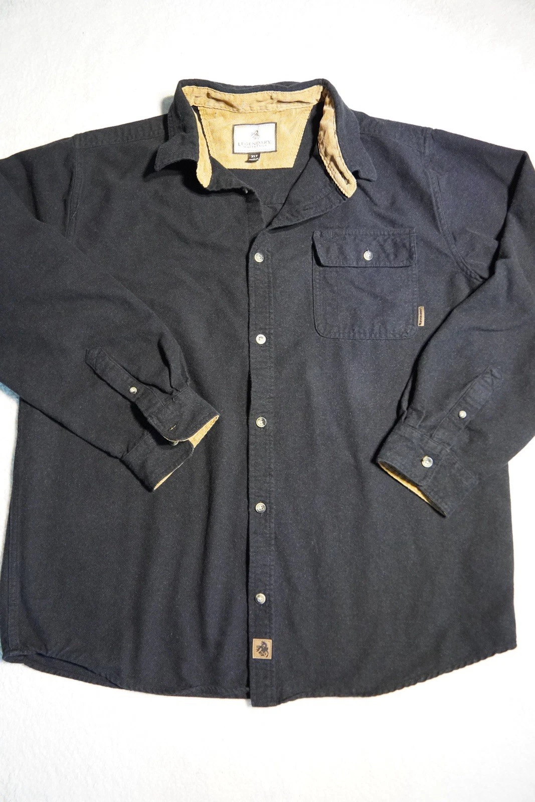 Legendary Whitetails LongSleeve Flannel Shirt XLTall Black Cotton Corduroy Trim