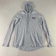 Vineyard Vines Hoodie Shirt Mens XS White Cotton American Flag Whale Graphic USA