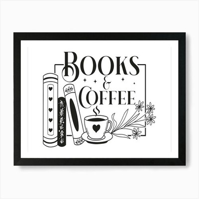 Bücher und Kaffee 1 Kunstdruck gerahmt Wandbild Poster Leinwanddruck Bild