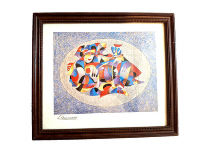 ANATOLY KRASNYANSKY ABSTRACT SERIGRAPH IN COLOR FRAMED 12  11 
